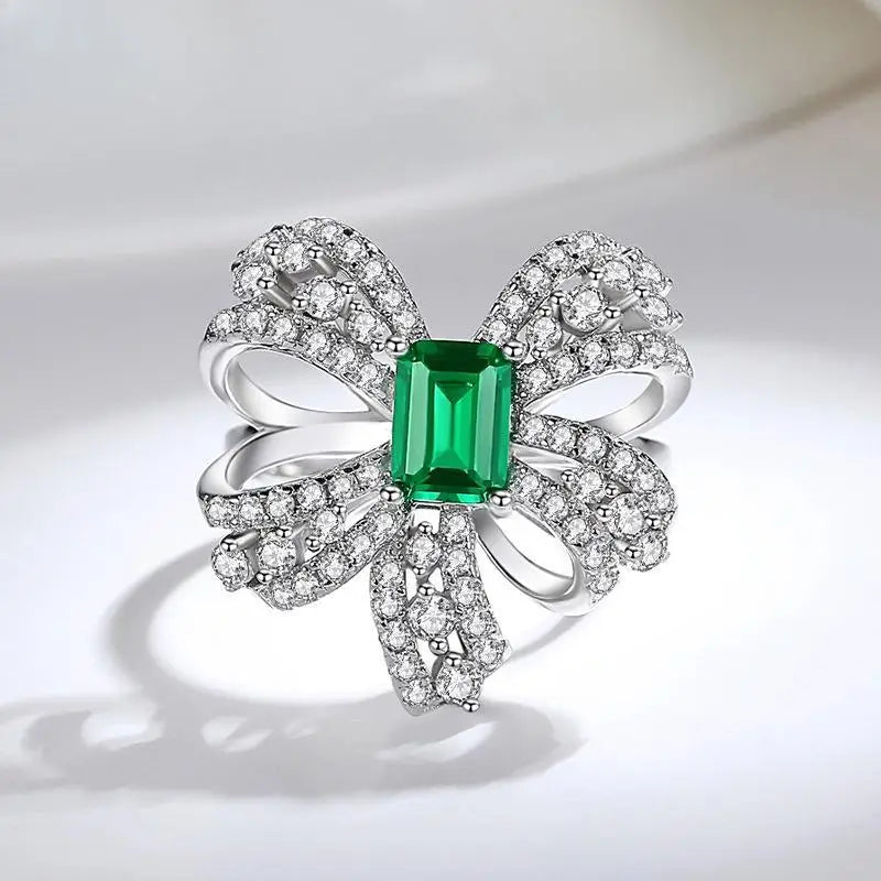 Emerald Engagement Ring 5*7 925 Silver