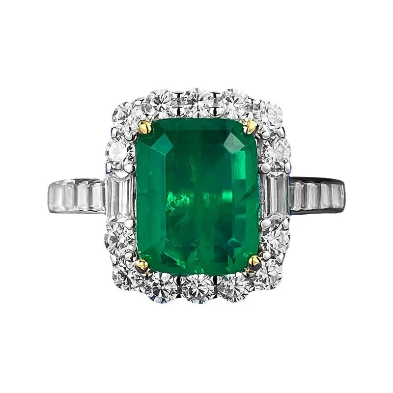 Emerald Engagement Ring 2ct 7*9 925 Silver High Carbon Diamond