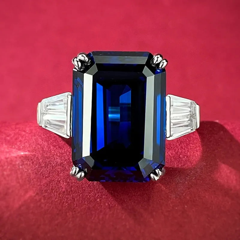 Emerald Engagement Ring 10*14 925 Silver High Carbon Diamond
