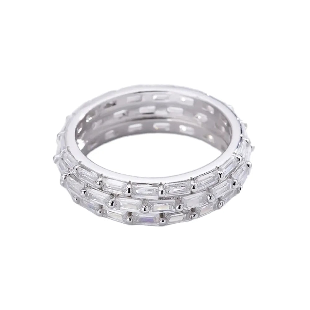 Emerald Engagement Ring Width 5.6mm 925 Silver 5A Zircon