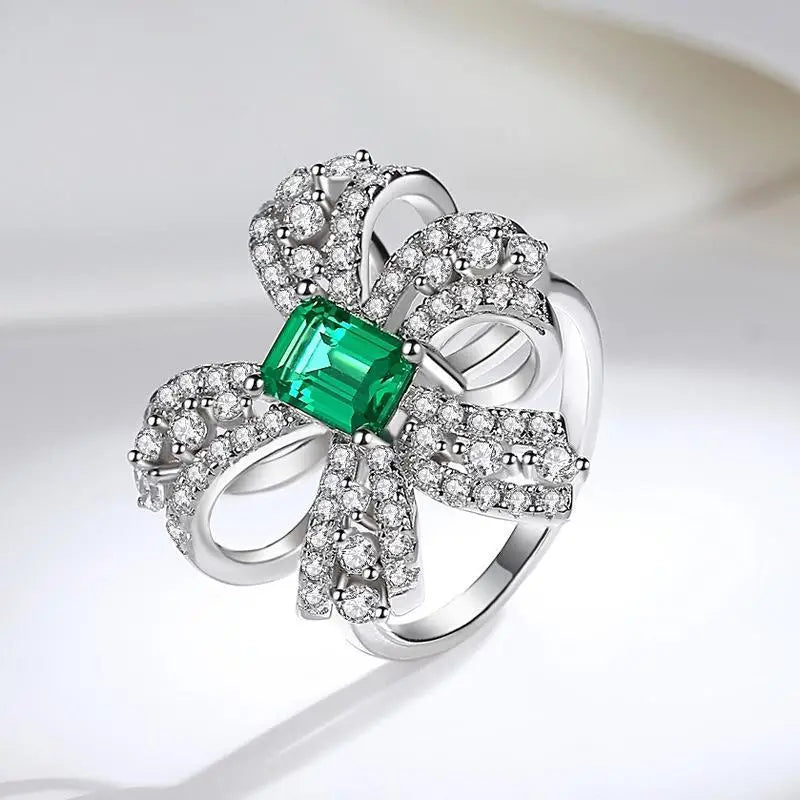 Emerald Engagement Ring 5*7 925 Silver