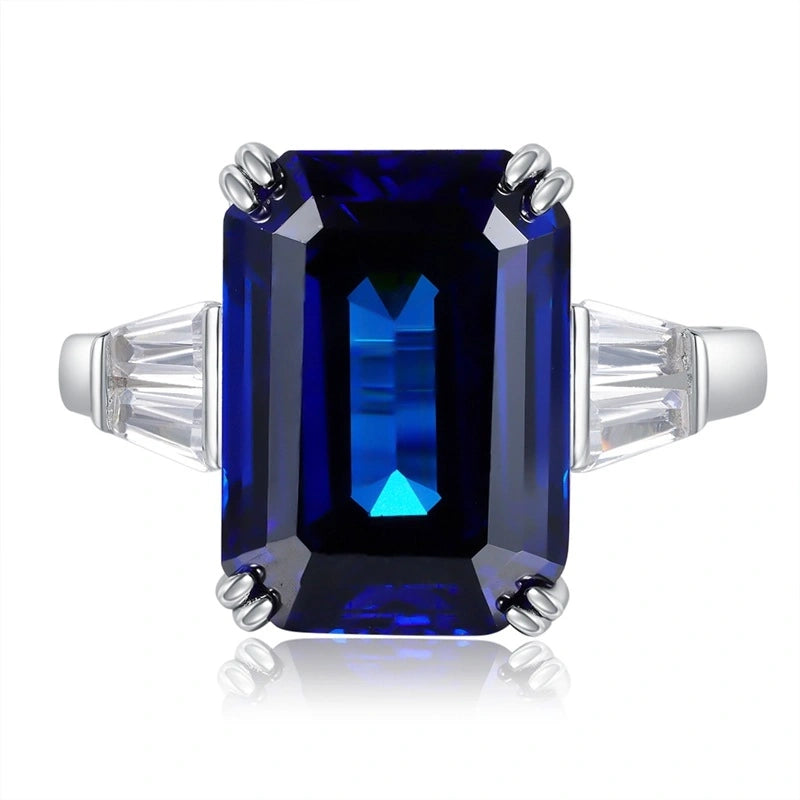 Emerald Engagement Ring 10*14 925 Silver High Carbon Diamond
