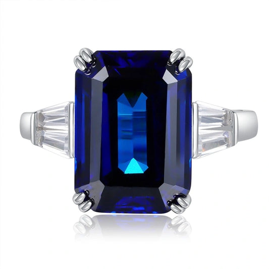 Emerald Engagement Ring 10*14 925 Silver High Carbon Diamond