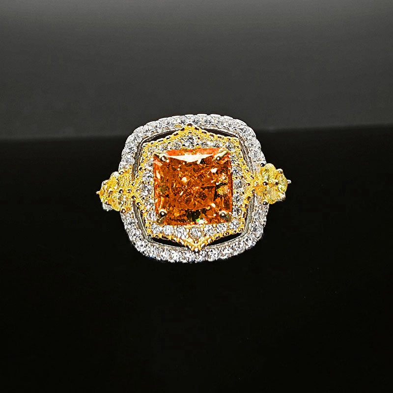 Princess Cut Engagement Ring 8*8 925 Silver High Carbon Diamond Open Ring