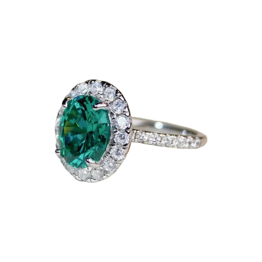 Oval Engagement Ring 925 Silver High Carbon Diamond