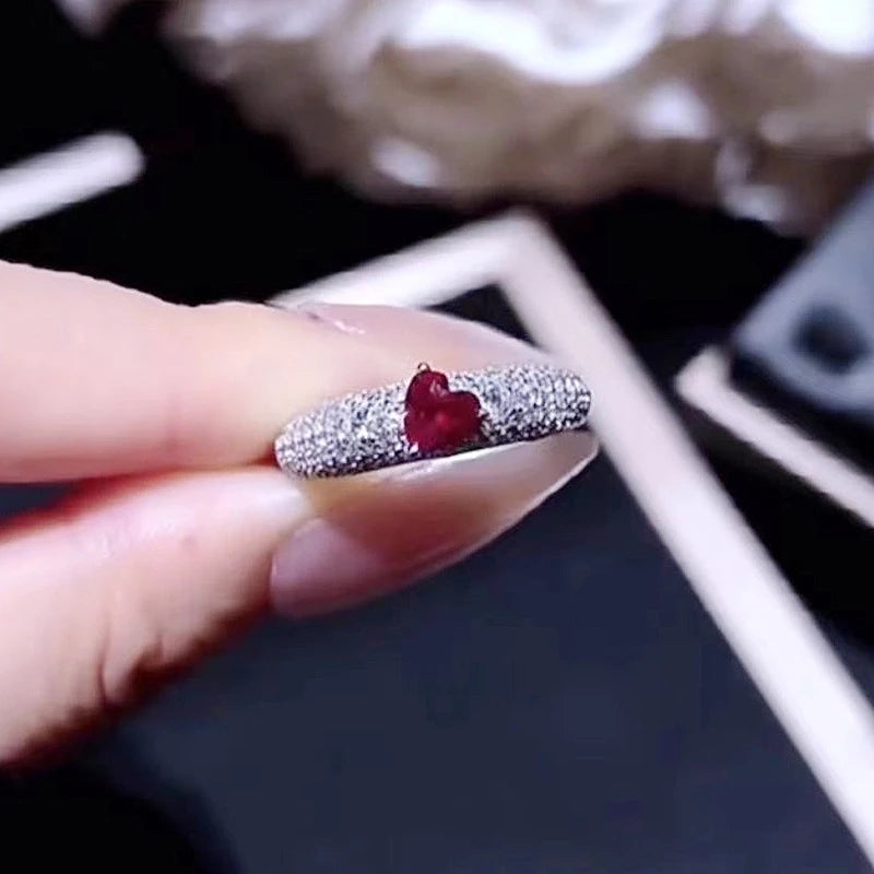 Heart Engagement Ring 5*5 925 Silver High Carbon Diamond