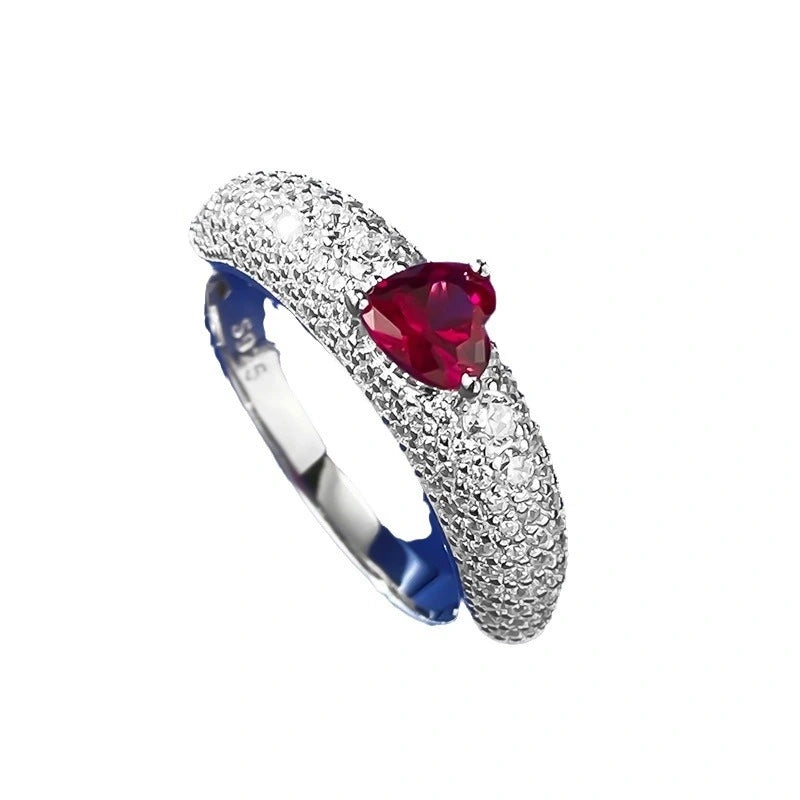Heart Engagement Ring 5*5 925 Silver High Carbon Diamond