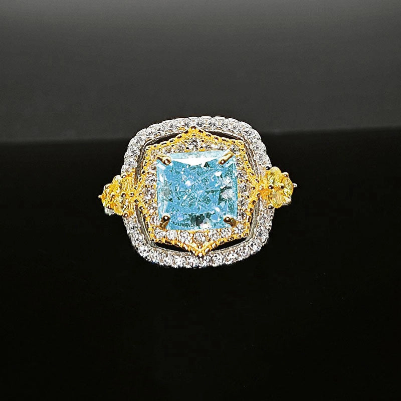 Princess Cut Engagement Ring 8*8 925 Silver High Carbon Diamond Open Ring