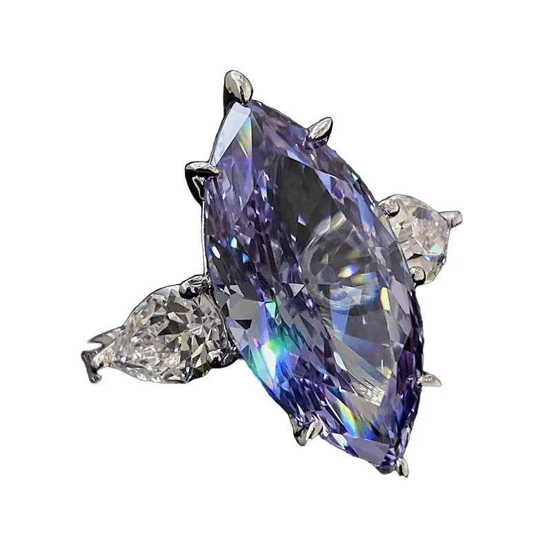 Marquise Engagement Ring 925 Silver High Carbon Diamond