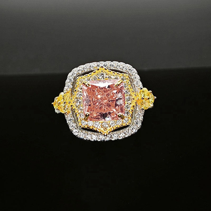 Princess Cut Engagement Ring 8*8 925 Silver High Carbon Diamond Open Ring
