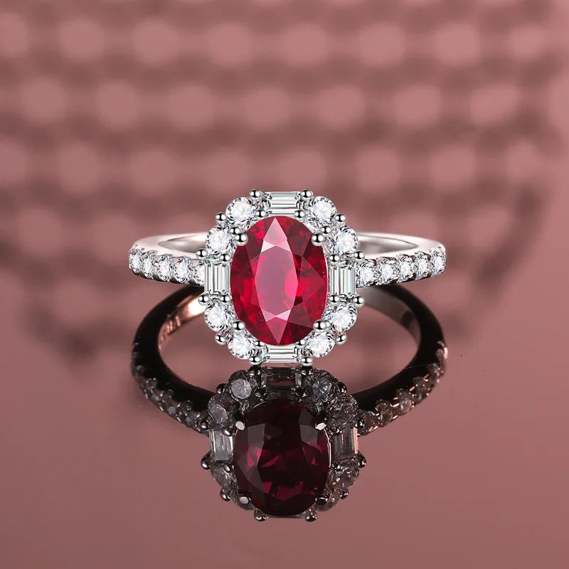Oval Engagement Ring 3ct 6*8 925 Silver High Carbon Diamond