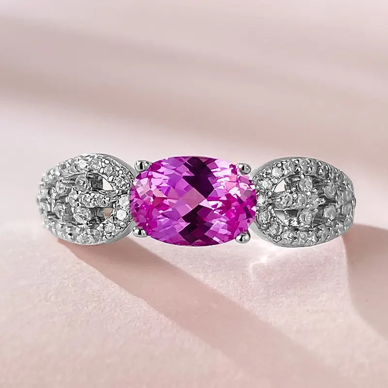 Oval Engagement Ring 1ct 5*7 925 Silver High Carbon Diamond