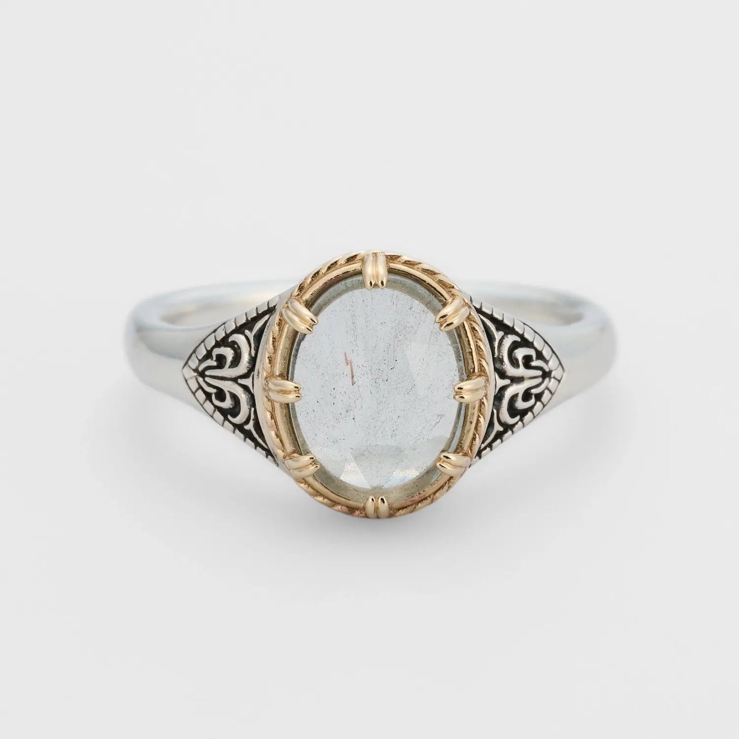 Oval Engagement Ring 925 Silver Labradorite