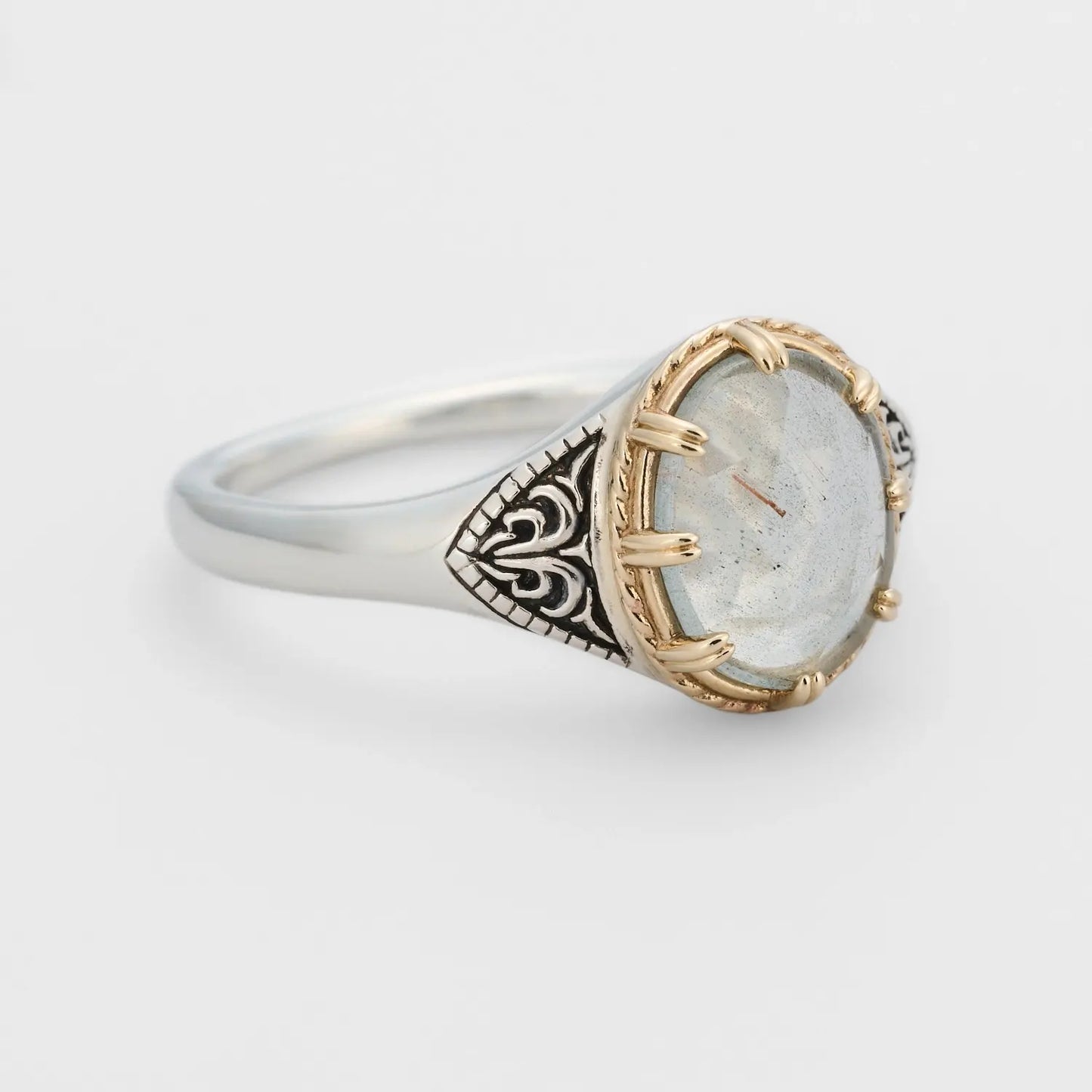 Oval Engagement Ring 925 Silver Labradorite
