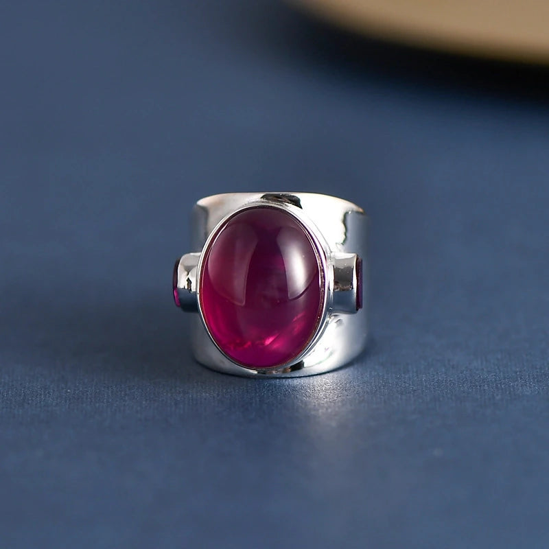 Oval Engagement Ring 18*27 925 Silver Ruby Open Ring
