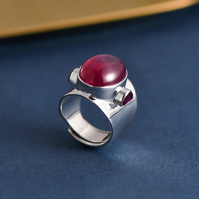 Oval Engagement Ring 18*27 925 Silver Ruby Open Ring
