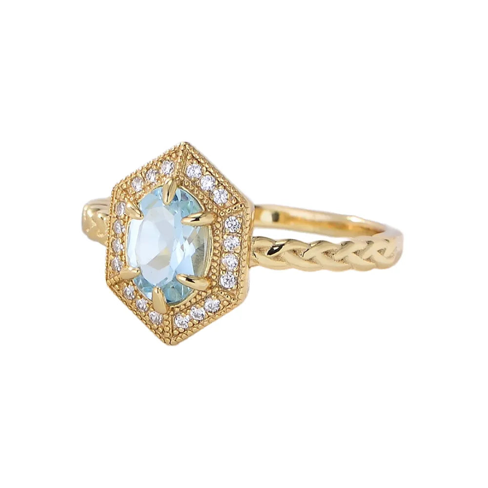 Oval Engagement Ring 6*8 925 Silver Topaz