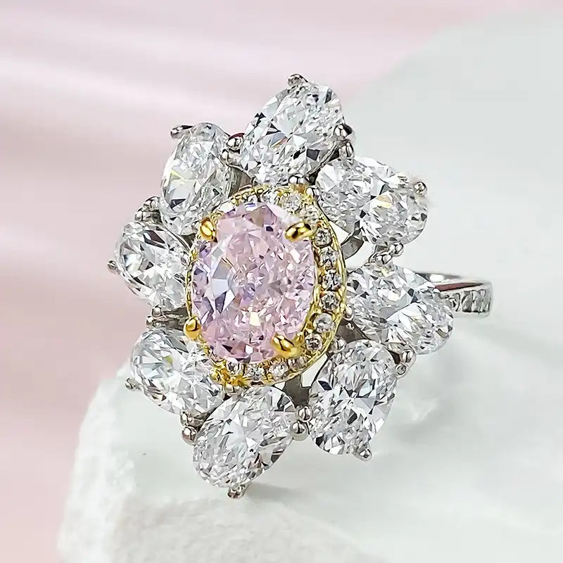 Oval Engagement Ring 6*8 925 Silver High Carbon Diamond