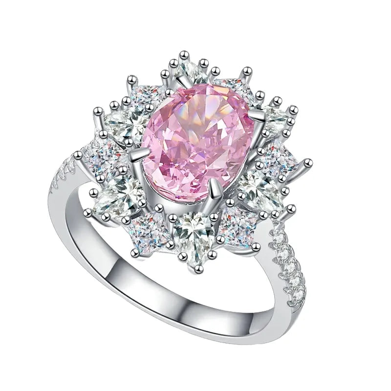 Oval Engagement Ring 7*9 925 Silver High Carbon Diamond