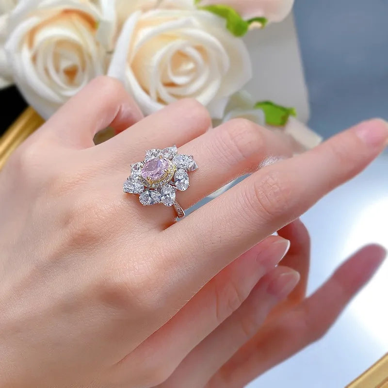 Oval Engagement Ring 6*8 925 Silver High Carbon Diamond