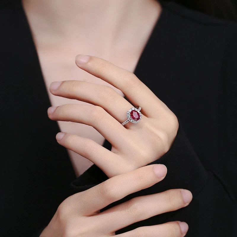 Oval Engagement Ring 3ct 6*8 925 Silver High Carbon Diamond