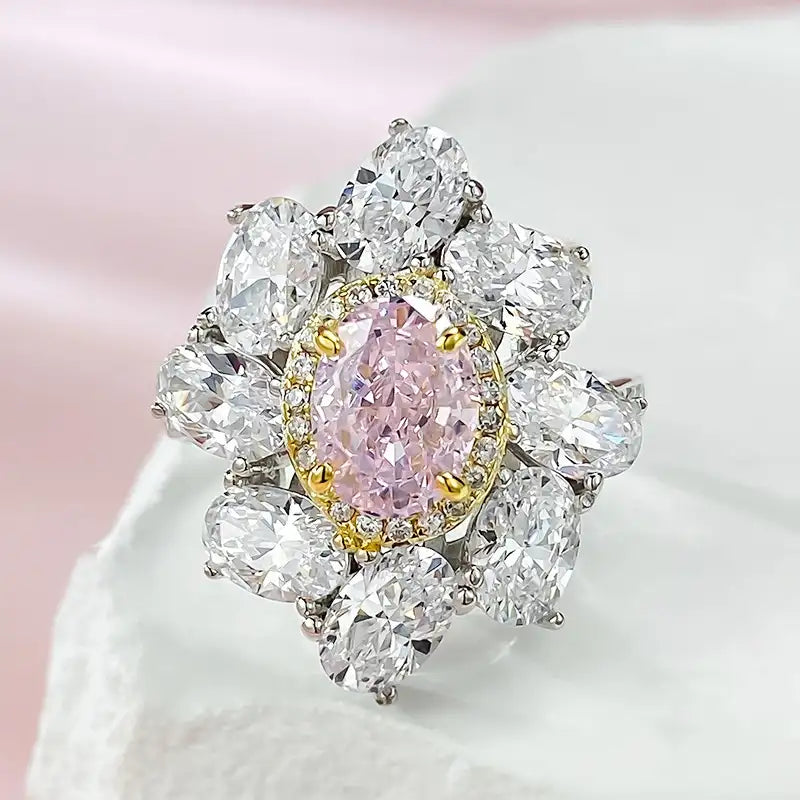 Oval Engagement Ring 6*8 925 Silver High Carbon Diamond