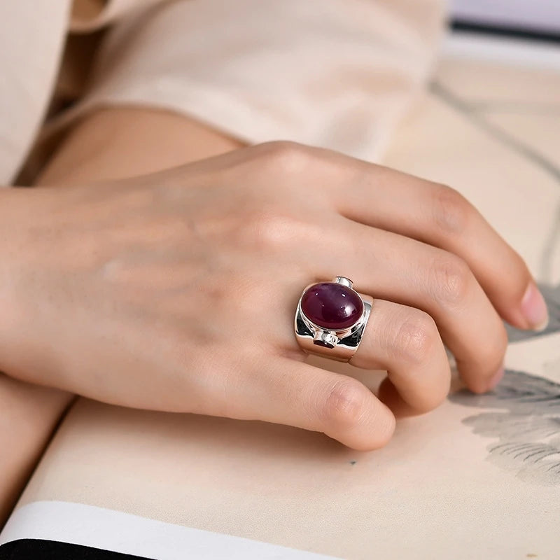 Oval Engagement Ring 18*27 925 Silver Ruby Open Ring