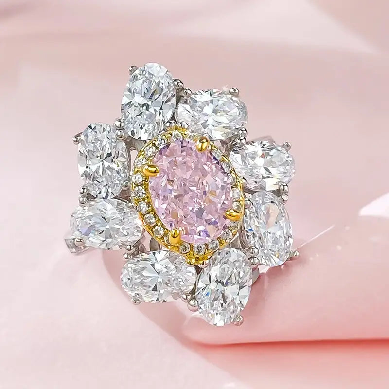 Oval Engagement Ring 6*8 925 Silver High Carbon Diamond