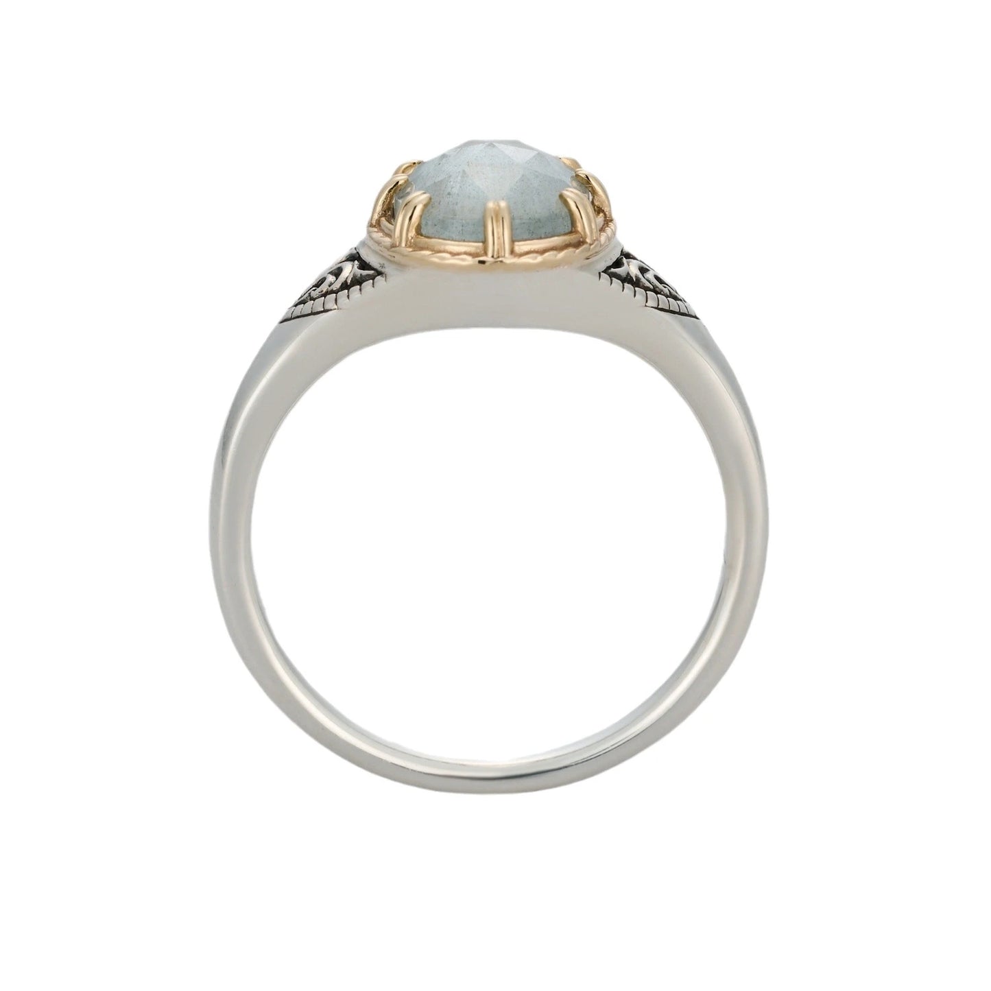 Oval Engagement Ring 925 Silver Labradorite