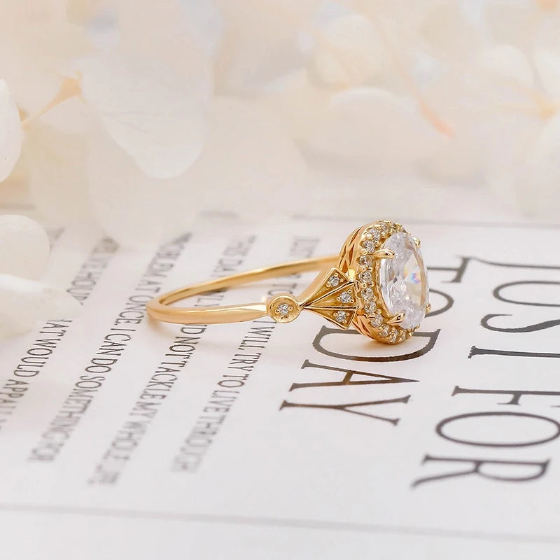 Oval Engagement Ring 925 Silver Zircon