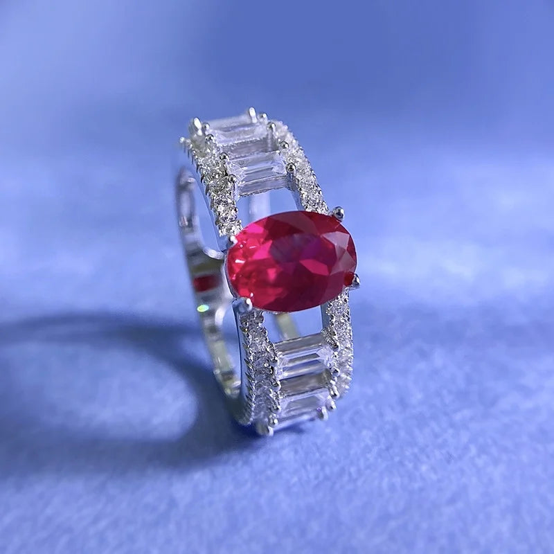 Oval Engagement Ring 6*8 925 Silver High Carbon Diamond