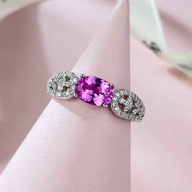 Oval Engagement Ring 1ct 5*7 925 Silver High Carbon Diamond