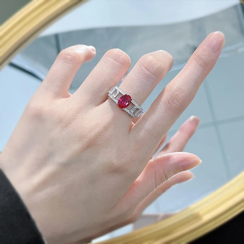 Oval Engagement Ring 6*8 925 Silver High Carbon Diamond
