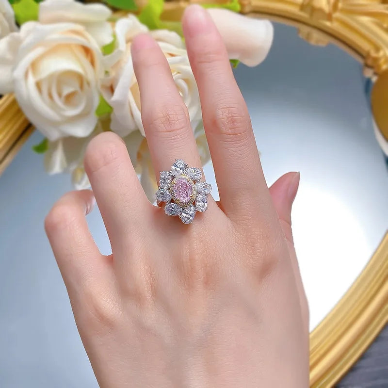 Oval Engagement Ring 6*8 925 Silver High Carbon Diamond