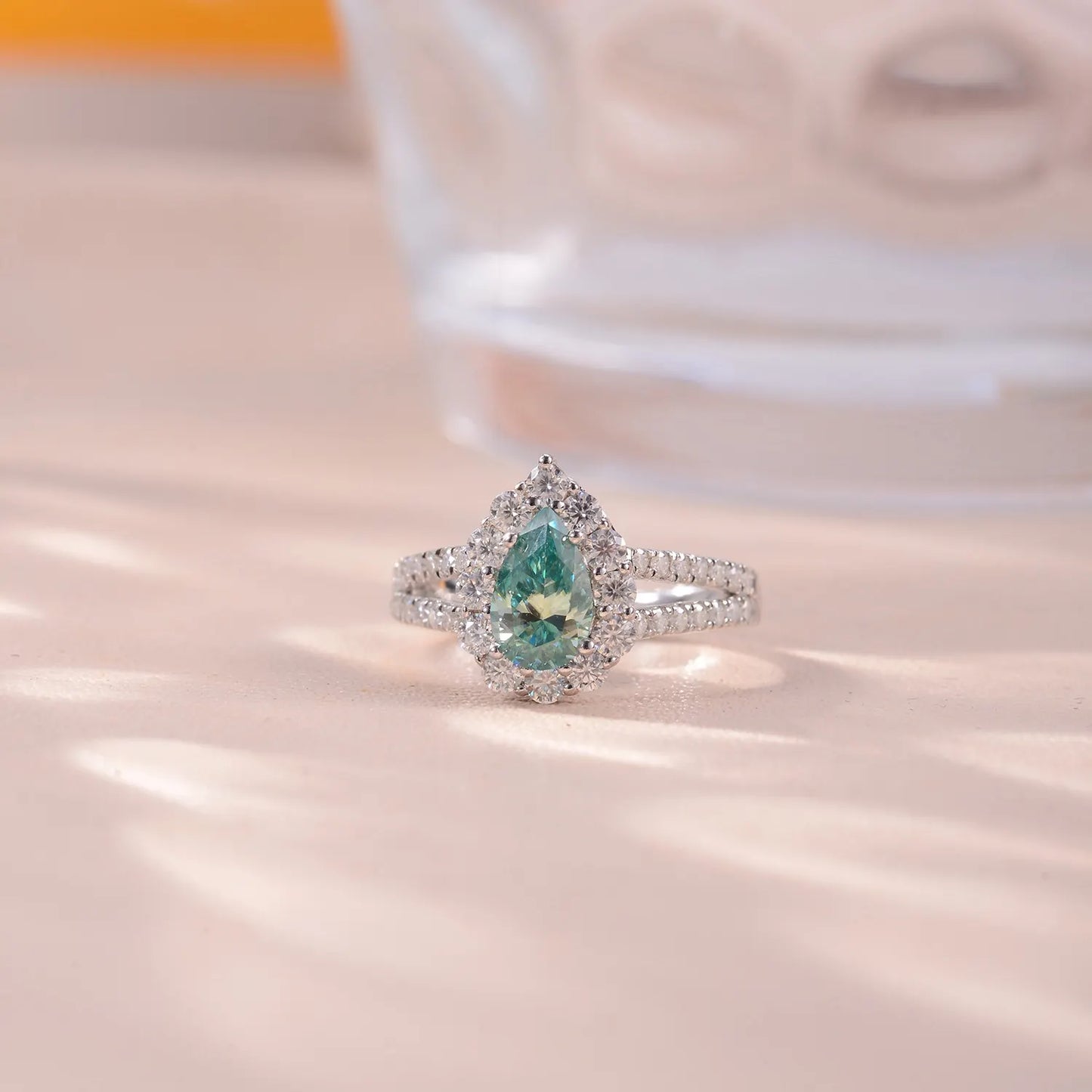 Pear Engagement Ring 5*8 925 Silver High Carbon Diamond