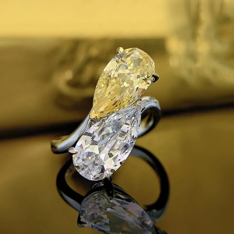 Pear Engagement Ring 7*13 925 Silver High Carbon Diamond