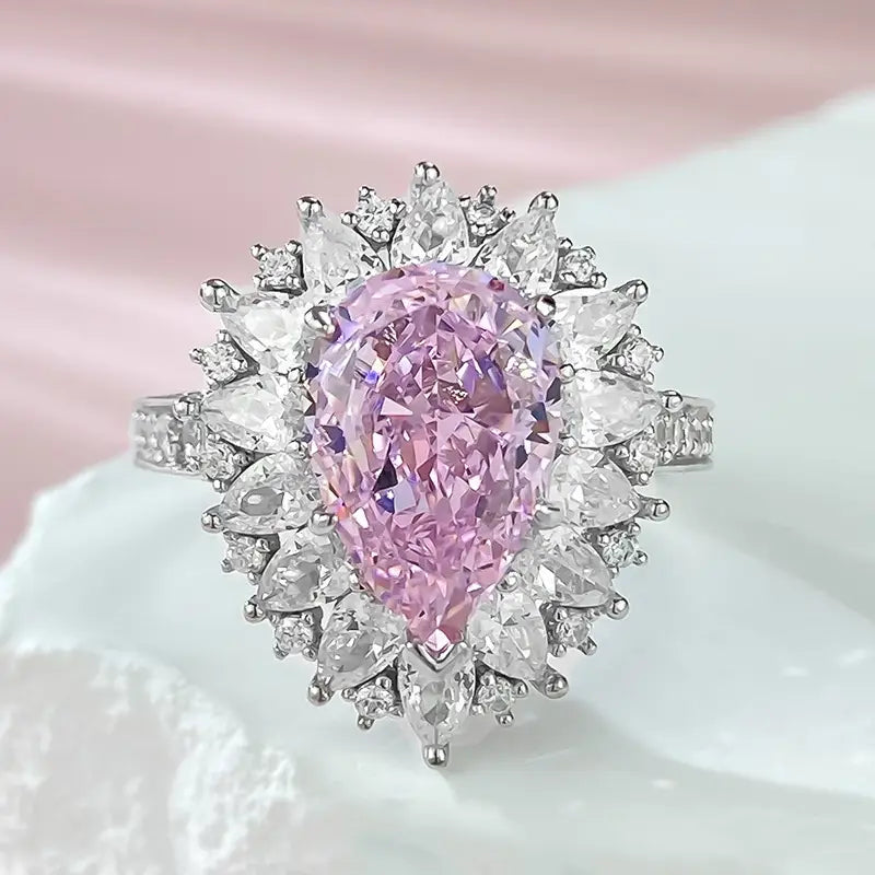 Pear Engagement Ring 8*12 925 Silver High Carbon Diamond