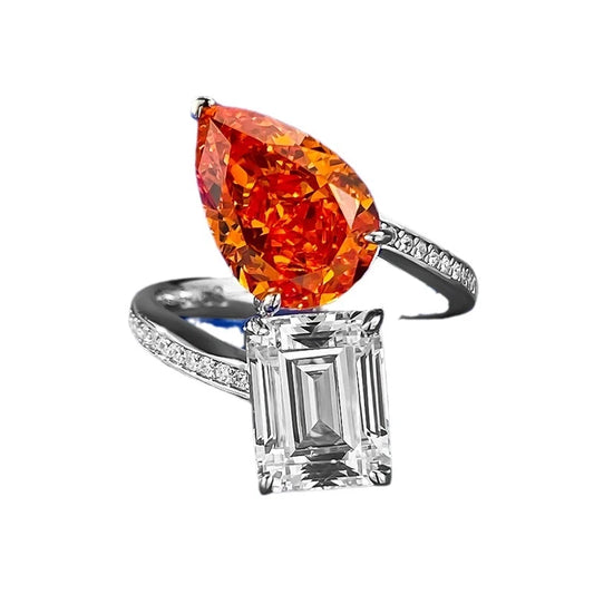Pear Engagement Ring 8*12 925 Silver High Carbon Diamond Open Ring