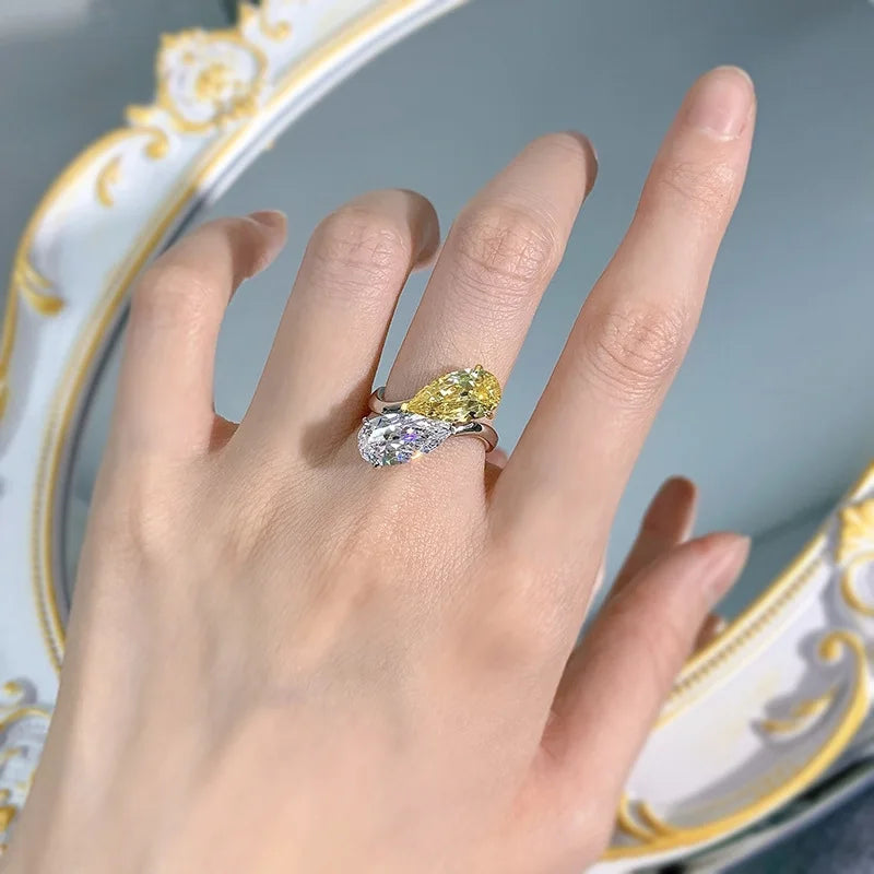 Pear Engagement Ring 7*13 925 Silver High Carbon Diamond