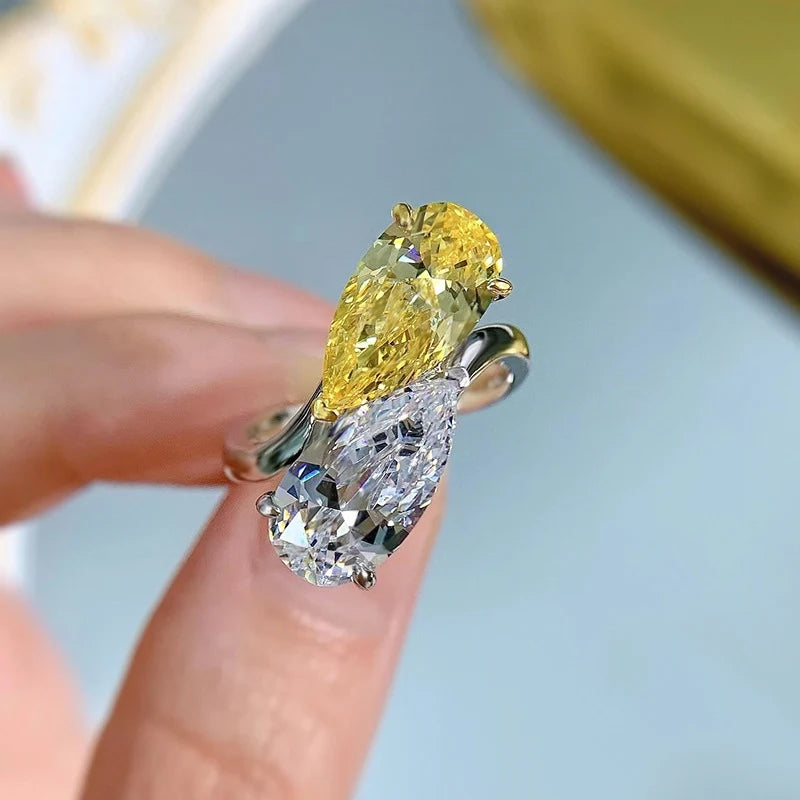 Pear Engagement Ring 7*13 925 Silver High Carbon Diamond