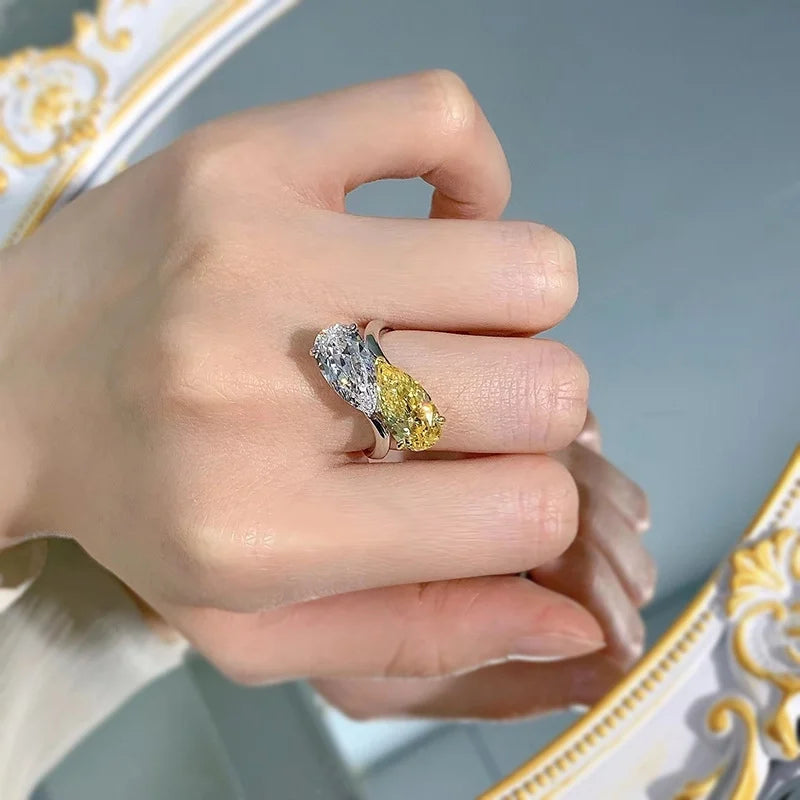 Pear Engagement Ring 7*13 925 Silver High Carbon Diamond