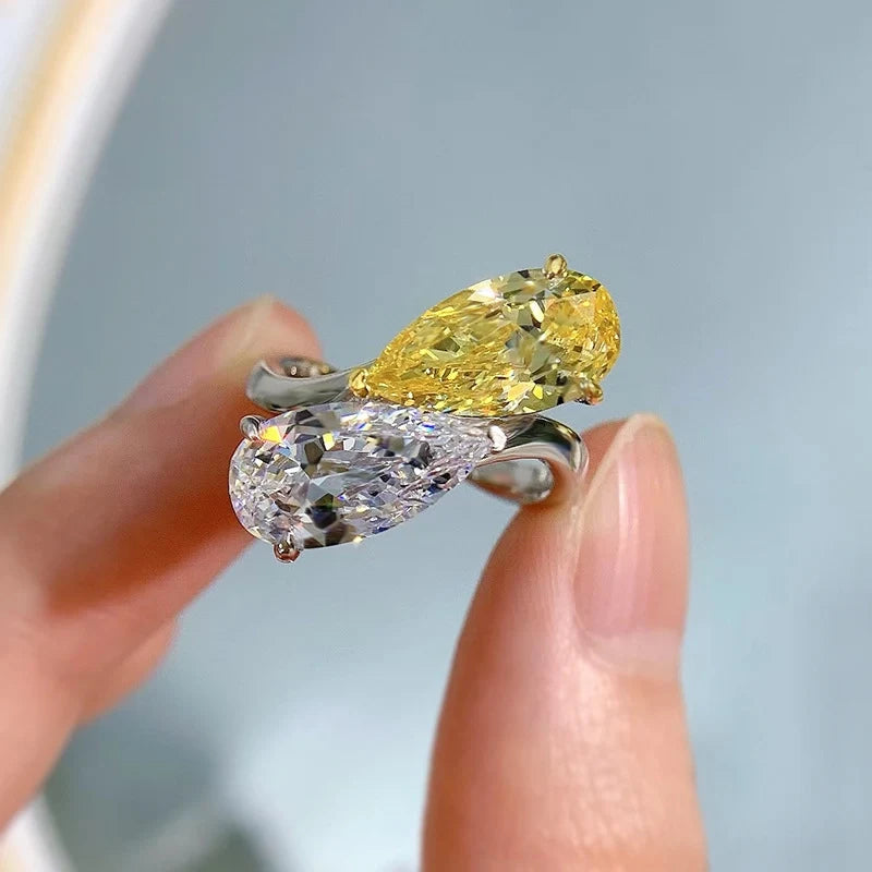 Pear Engagement Ring 7*13 925 Silver High Carbon Diamond