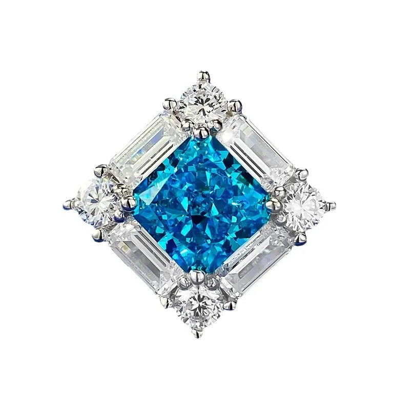 Princess Engagement Ring 8*8 925 Silver High Carbon Diamond
