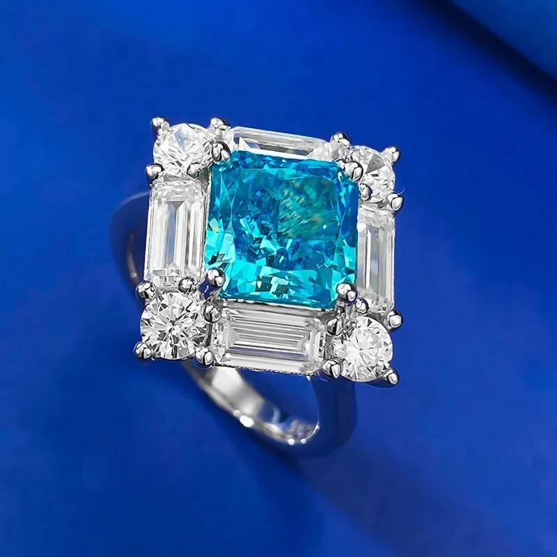 Princess Engagement Ring 8*8 925 Silver High Carbon Diamond