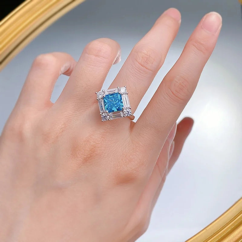 Princess Engagement Ring 8*8 925 Silver High Carbon Diamond