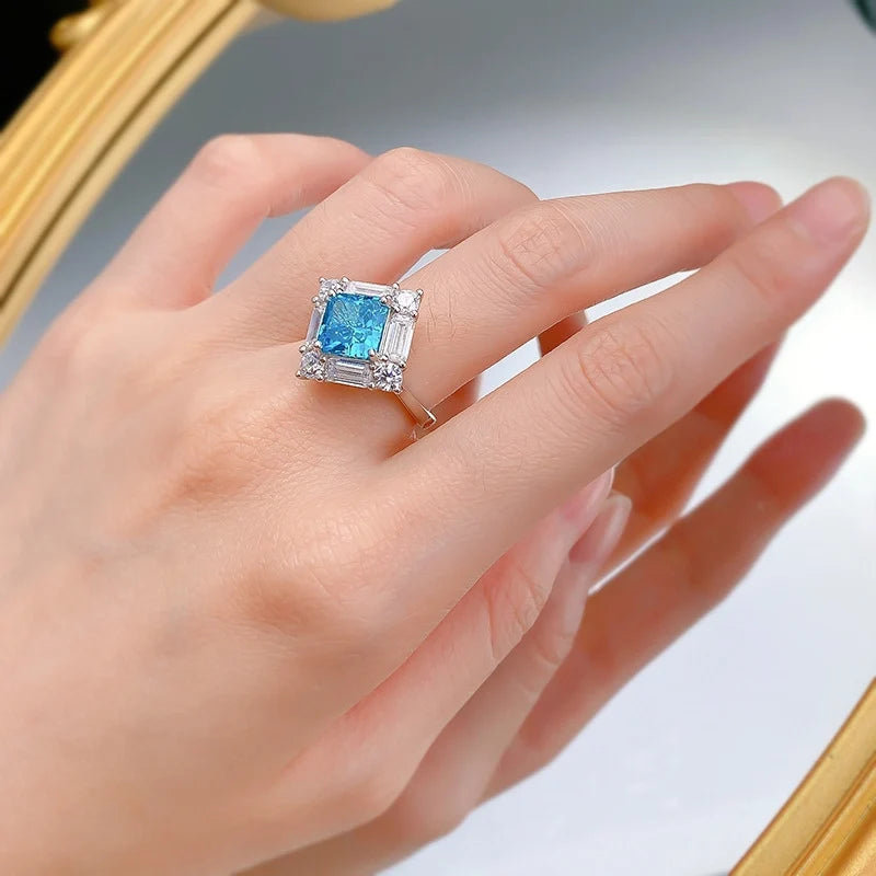 Princess Engagement Ring 8*8 925 Silver High Carbon Diamond