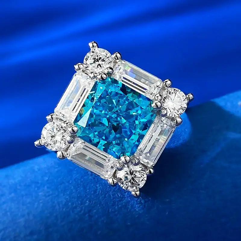Princess Engagement Ring 8*8 925 Silver High Carbon Diamond
