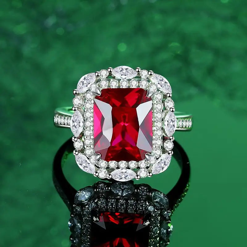 Radiant Engagement Ring 8*10 925 Silver 5A Zircon