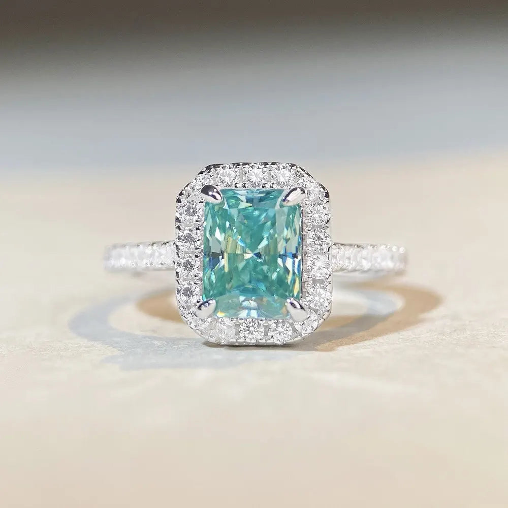 Radiant Engagement Ring 2ct 925 Silver High Carbon Diamond