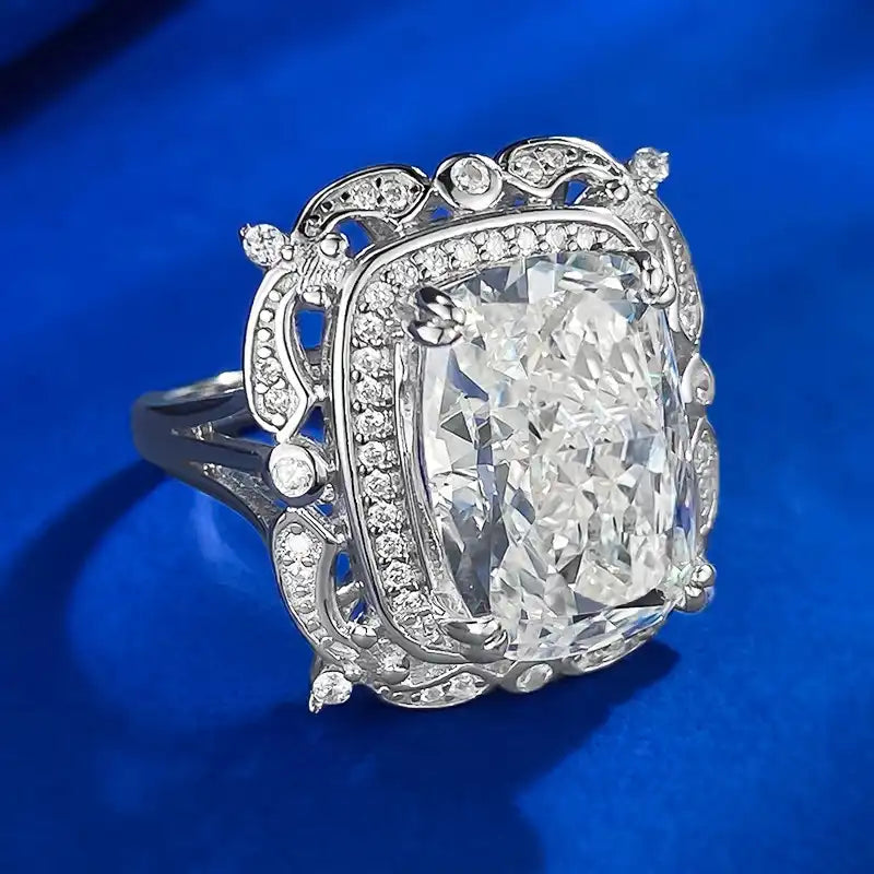 Radiant Engagement Ring 10*14 925 Silver High Carbon Diamond